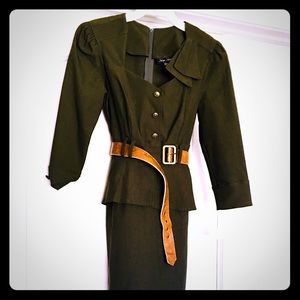 Stop Staring! Green Cadet Dress w/ Belt